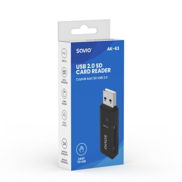 Savio - AK-63 tarjeta y adaptador de interfaz USB 2.0