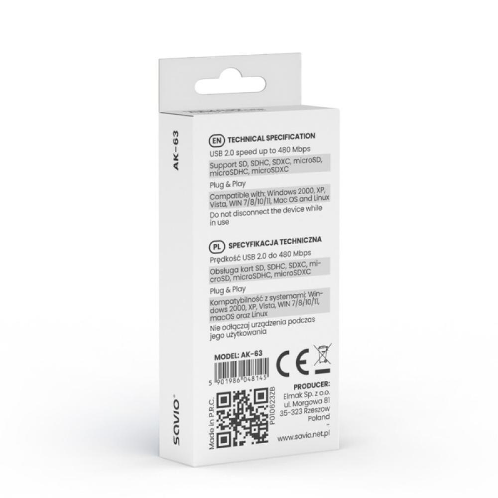 Savio - AK-63 tarjeta y adaptador de interfaz USB 2.0