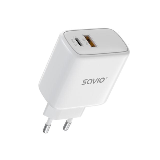 Savio - LA-10 cargador de dispositivo móvil Teléfono móvil, Teléfono, Universal Blanco USB Carga rápida