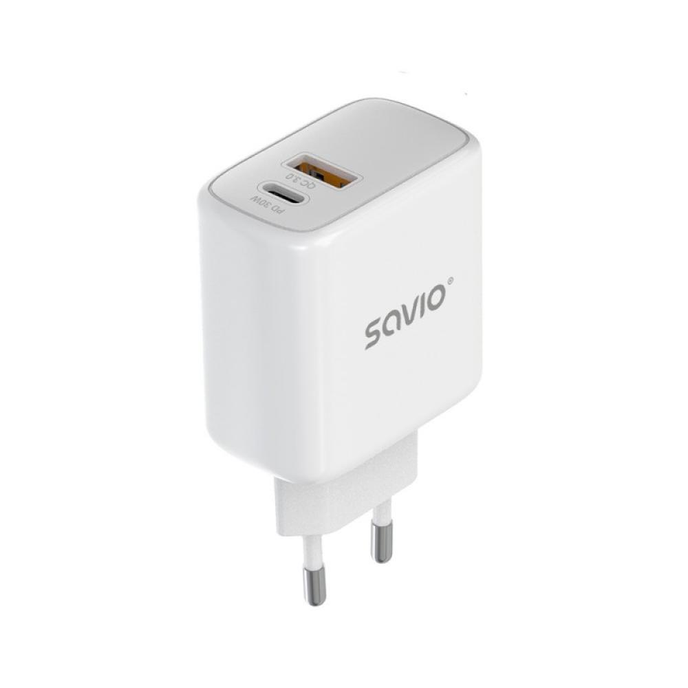 Savio - LA-10 cargador de dispositivo móvil Teléfono móvil, Teléfono, Universal Blanco USB Carga rápida