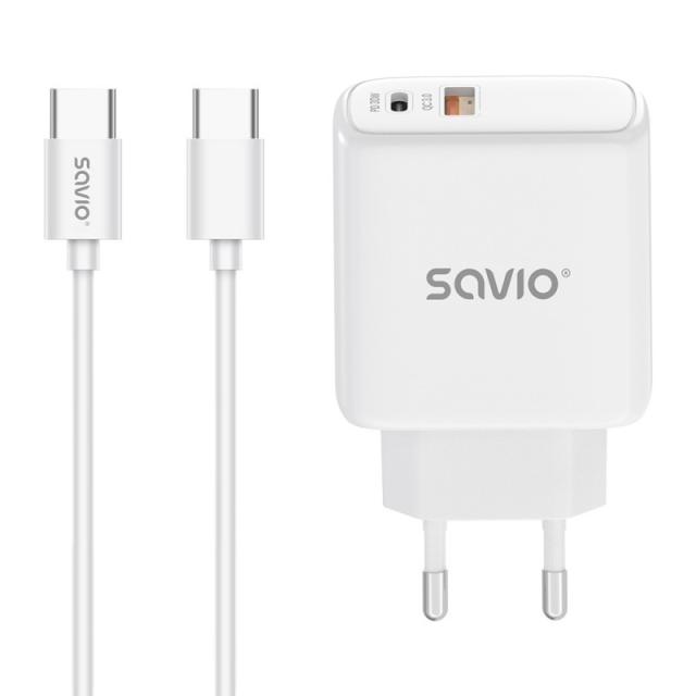 Savio - LA-10 cargador de dispositivo móvil Teléfono móvil, Teléfono, Universal Blanco USB Carga rápida