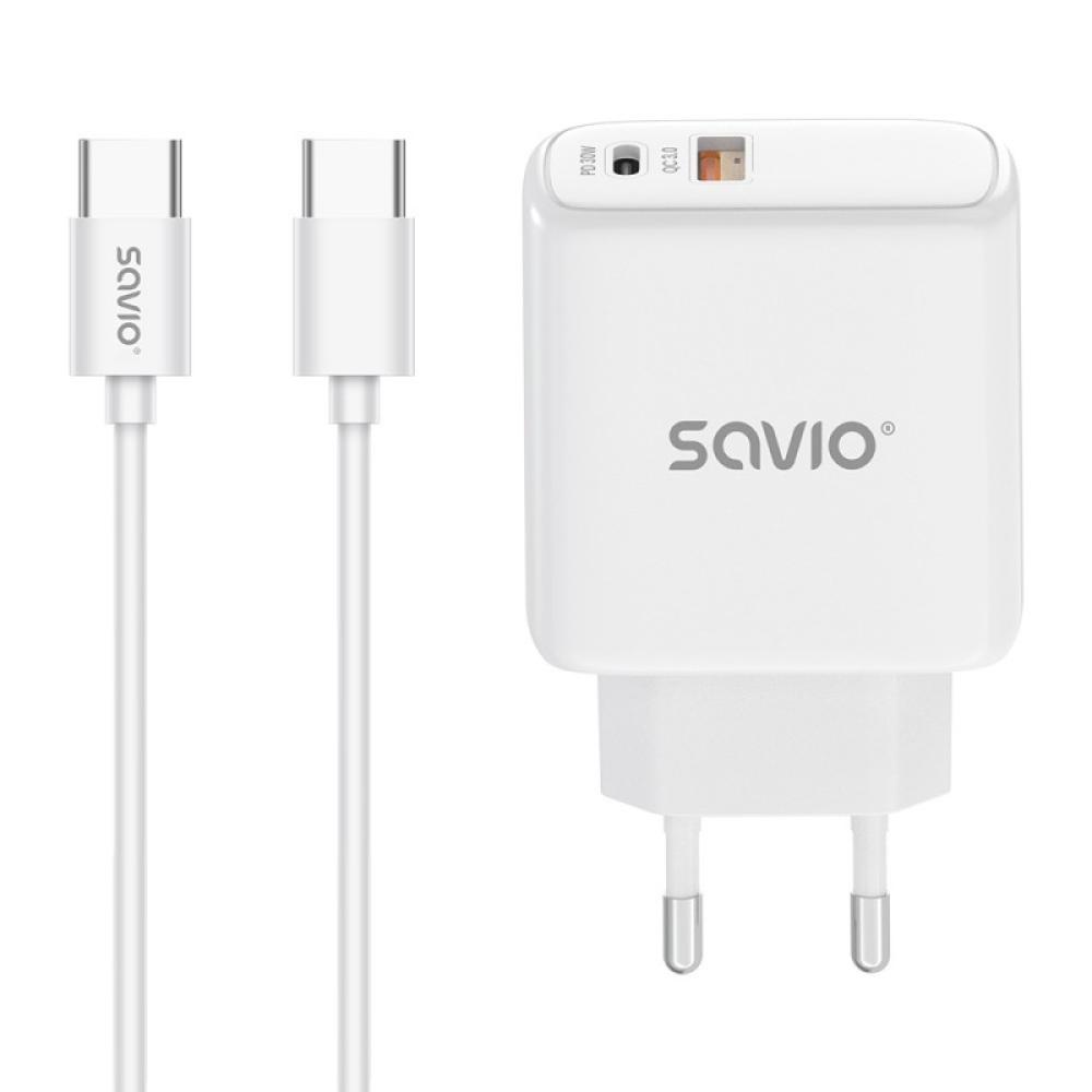 Savio - LA-10 cargador de dispositivo móvil Teléfono móvil, Teléfono, Universal Blanco USB Carga rápida