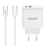 Savio - LA-10 cargador de dispositivo móvil Teléfono móvil, Teléfono, Universal Blanco USB Carga rápida