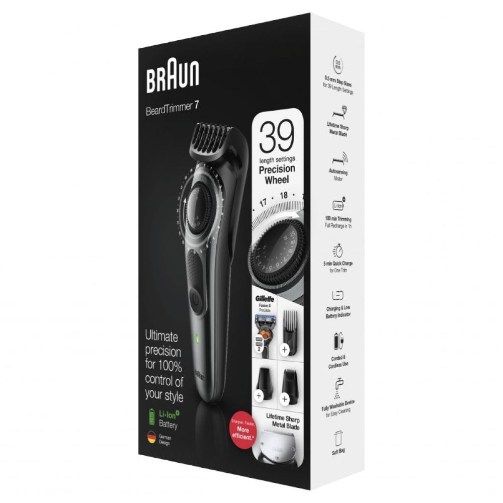 Braun - BeardTrimmer BT7220 AC/Batería 39 2 cm Negro, Gris