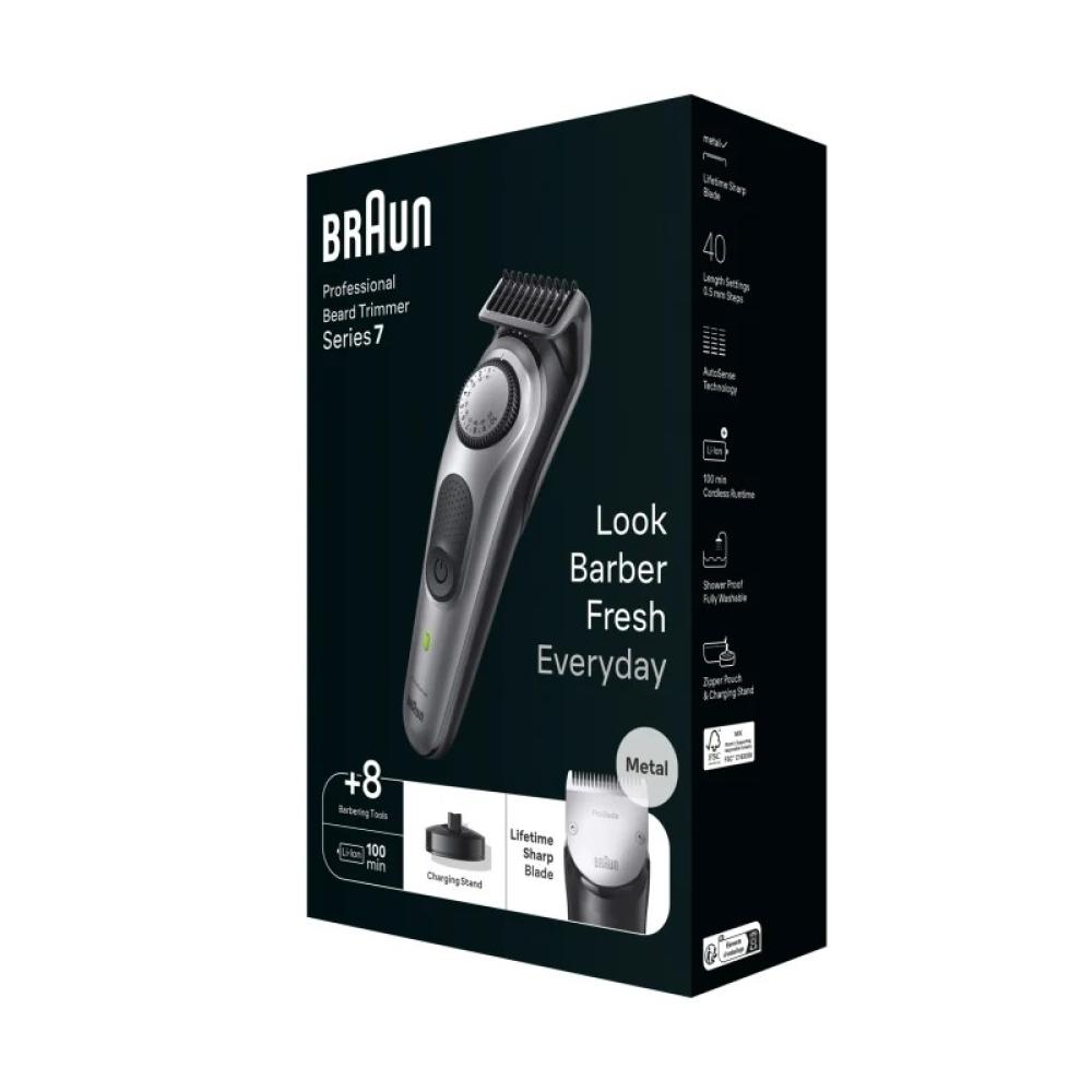 Braun - BeardTrimmer 7 BT7420 depiladora para la barba Batería 40 2 cm Plata