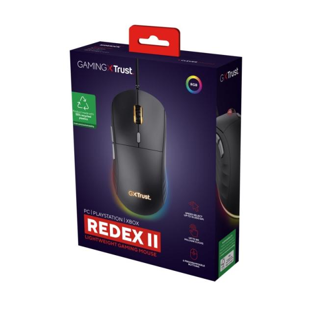 Trust - GXT 925 REDEX II ratón Juego mano derecha USB tipo A Laser 10000 DPI