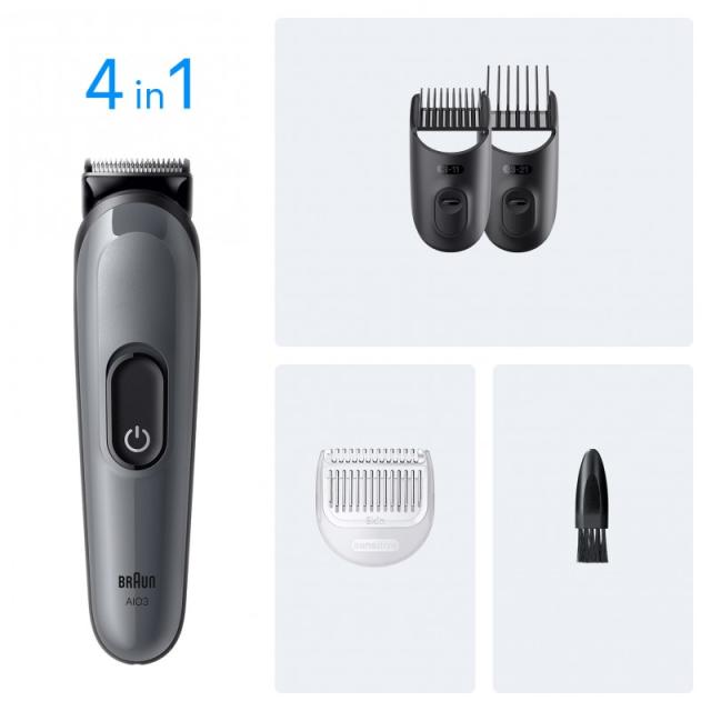 Braun - AIO3500 cortadora de pelo y maquinilla Negro, Gris 14 Níquel-metal hidruro (NiMH)