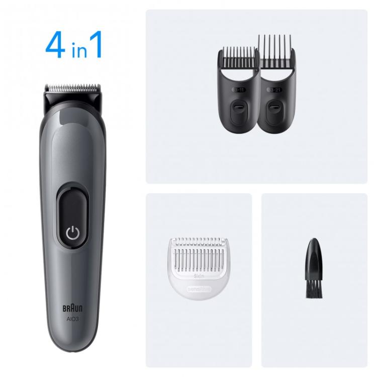 Braun - AIO3500 cortadora de pelo y maquinilla Negro, Gris 14 Níquel-metal hidruro (NiMH)