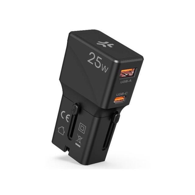 Celly - MULTIPLUGSL25W cargador de dispositivo móvil Auriculares, Smartphone, Tableta Negro Corriente alterna Carga rápida Inter