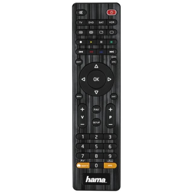 Hama - Mando de TV universal, para manejar hasta 4 aparatos, compatible con más de 1000 aparatos, color negro