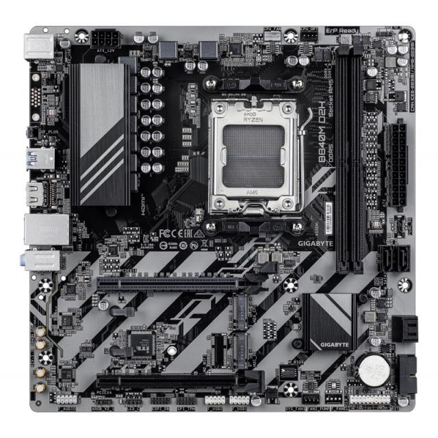 GIGABYTE - B840M D2H Placa base - Procesadores AMD Ryzen 9000, VRM de 5+2+2 fases, hasta 7600 MHz DDR5, 1xPCIe 4.0 + 1xPCIe 3.0