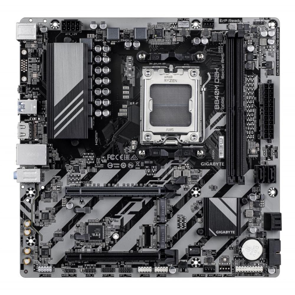GIGABYTE - B840M D2H Placa base - Procesadores AMD Ryzen 9000, VRM de 5+2+2 fases, hasta 7600 MHz DDR5, 1xPCIe 4.0 + 1xPCIe 3.0
