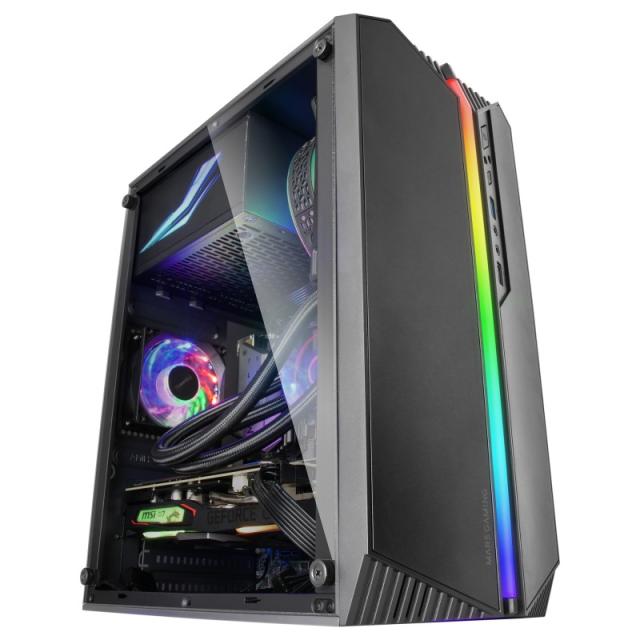 Mars Gaming - MC-S1 Negro, Caja PC Compacta Gaming Micro-ATX, Iluminación ARGB 12 Modos, Ventilador FRGB, Ventana Lateral Comple