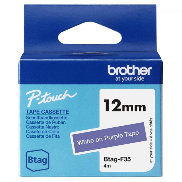 Brother - BTAG-F35 cinta para impresora de etiquetas Blanco sobre morado