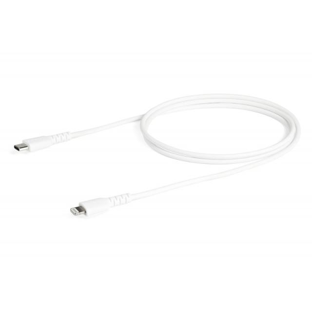 StarTech.com - Cable Resistente USB-C a Lightning de 1 m Blanco - Cable de Sincronización y Carga USB Tipo C a Lightning con Fib