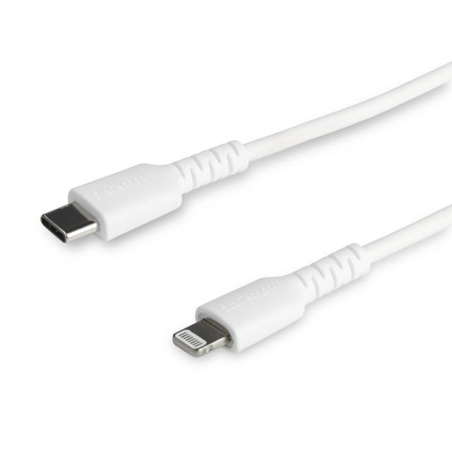 StarTech.com - Cable Resistente USB-C a Lightning de 1 m Blanco - Cable de Sincronización y Carga USB Tipo C a Lightning con Fib