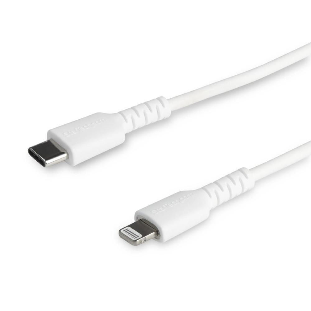 StarTech.com - Cable Resistente USB-C a Lightning de 1 m Blanco - Cable de Sincronización y Carga USB Tipo C a Lightning con Fib