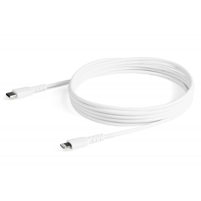 StarTech.com - Cable Resistente USB-C a Lightning de 2 m Blanco - Cable de Sincronización y Carga USB Tipo C a Lightning con Fib