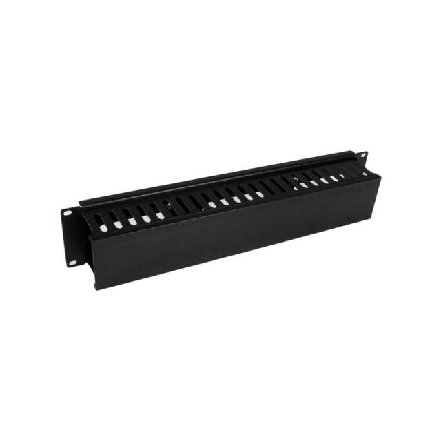 StarTech.com - Panel Canaleta Horizontal de 2U con Cubierta para Gestión de Cableado en Racks y Perforaciones Laterales