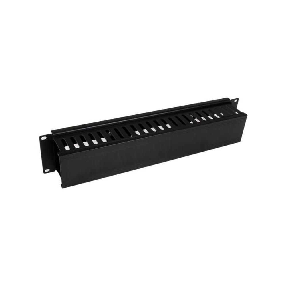 StarTech.com - Panel Canaleta Horizontal de 2U con Cubierta para Gestión de Cableado en Racks y Perforaciones Laterales