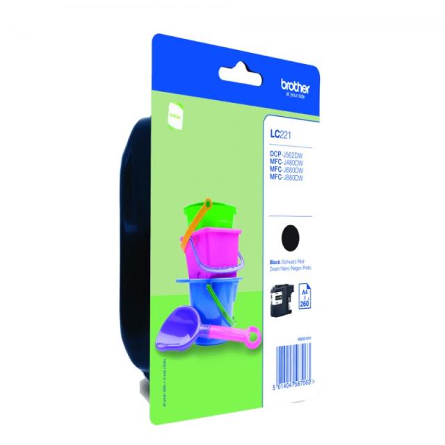 Brother - LC221BKBP cartucho de tinta 1 pieza(s) Original Rendimiento estándar Negro
