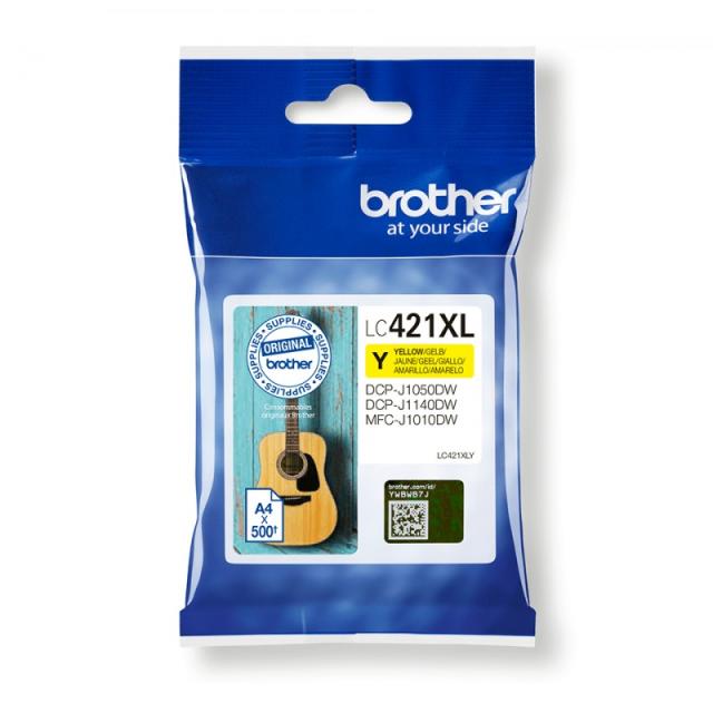 Brother - LC-421XLY cartucho de tinta 1 pieza(s) Original Alto rendimiento (XL) Amarillo