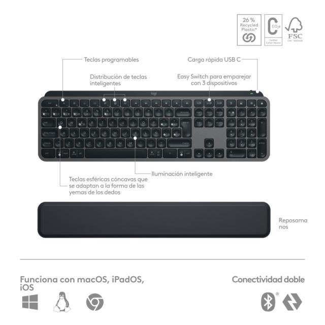 Logitech - 920-011610 teclado Ratón incluido Oficina Bluetooth QWERTY Español Grafito