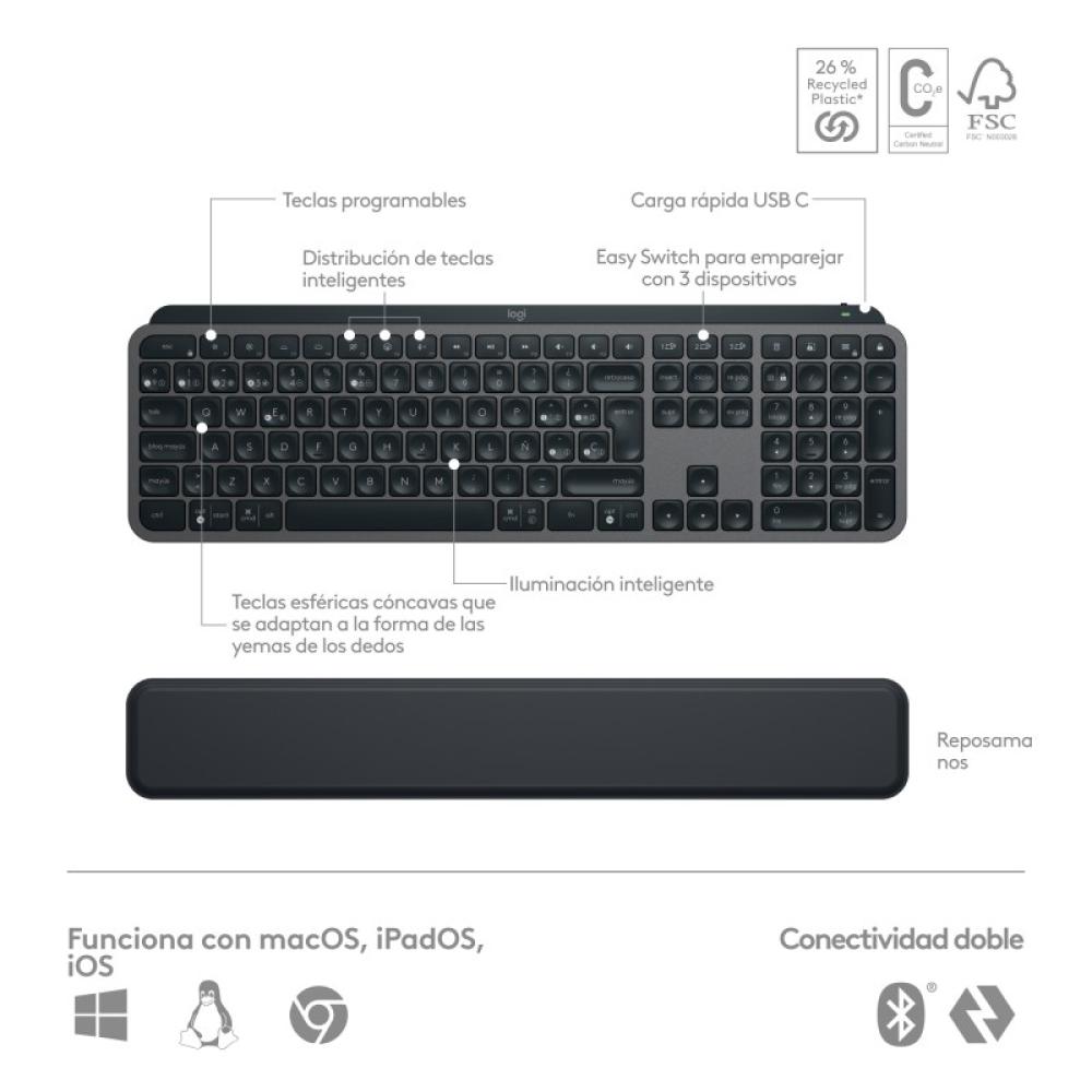Logitech - 920-011610 teclado Ratón incluido Oficina Bluetooth QWERTY Español Grafito