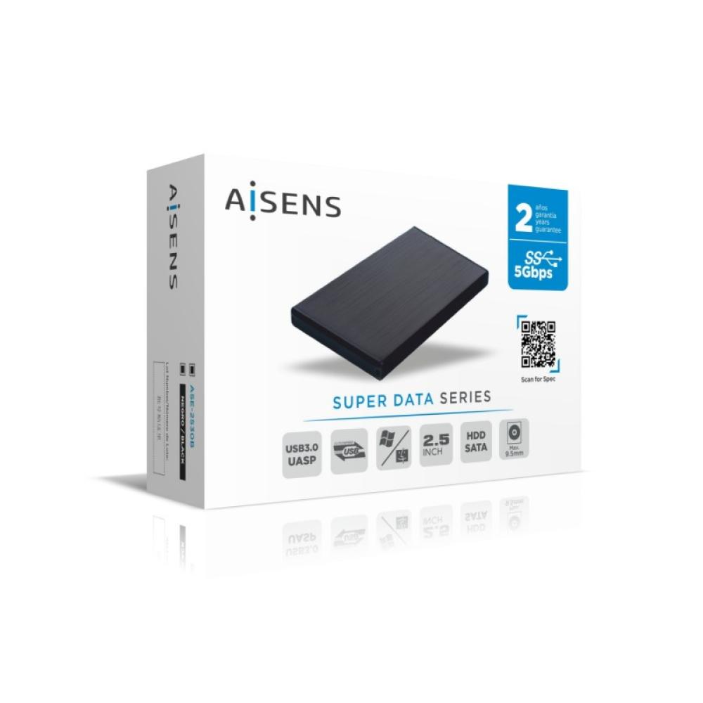 AISENS - Caja externa 2,5" ASE-2530B 9.5 mm SATA a USB 3.0/USB 3.1 Gen1, Negra