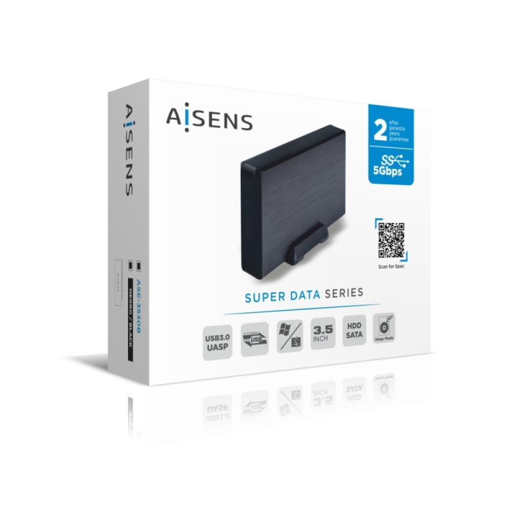 AISENS - Caja externa 3,5" ASE-3530B SATA a USB 3.0/USB 3.1 Gen1, Negra