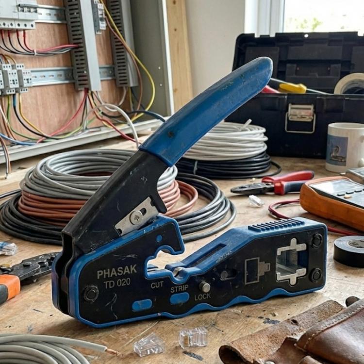 Phasak - TD 020 Fastcrimp – Crimpadora profesional RJ45 con pelacables para Cat 5/5e/6/6A/7