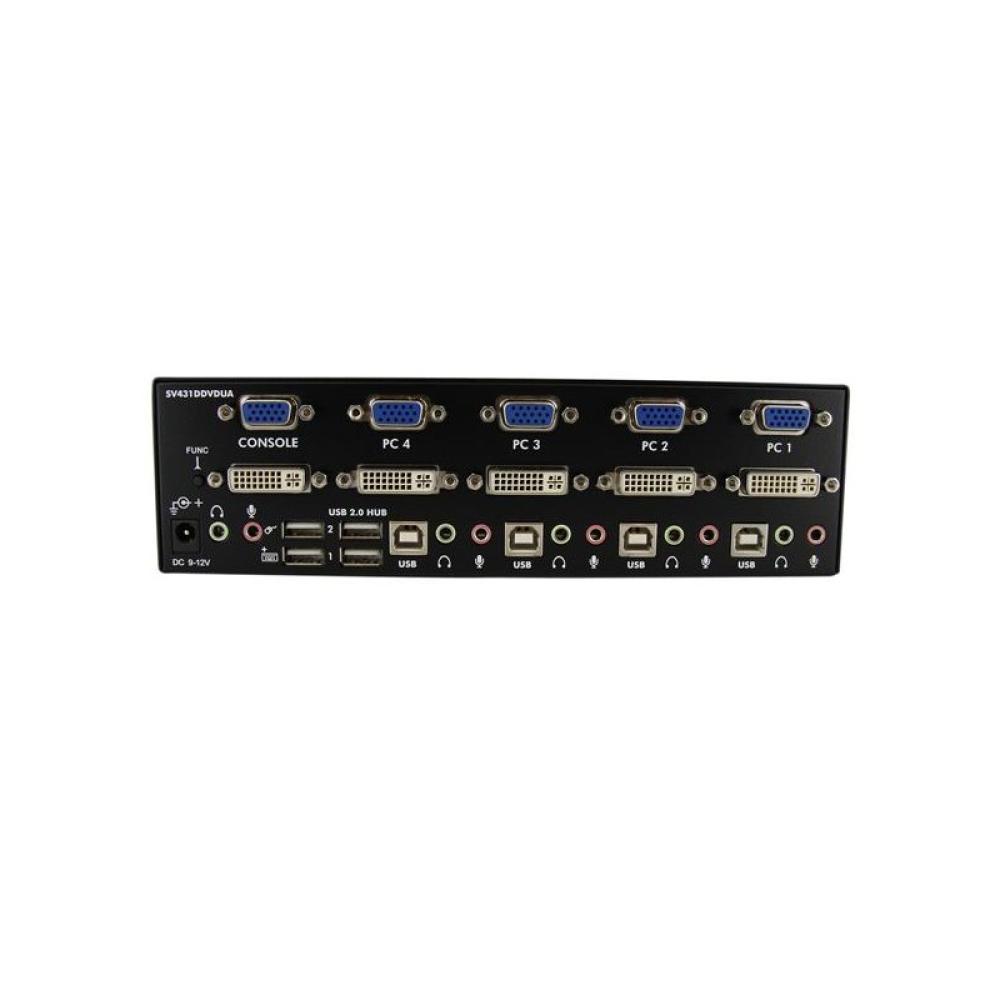 StarTech.com - Conmutador Switch KVM 4 Ordenadores 2 Monitores Dobles DVI VGA Audio Puertos USB 1920x1440