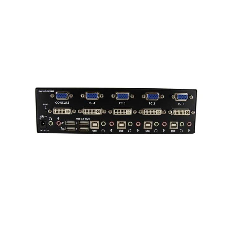 StarTech.com - Conmutador Switch KVM 4 Ordenadores 2 Monitores Dobles DVI VGA Audio Puertos USB 1920x1440