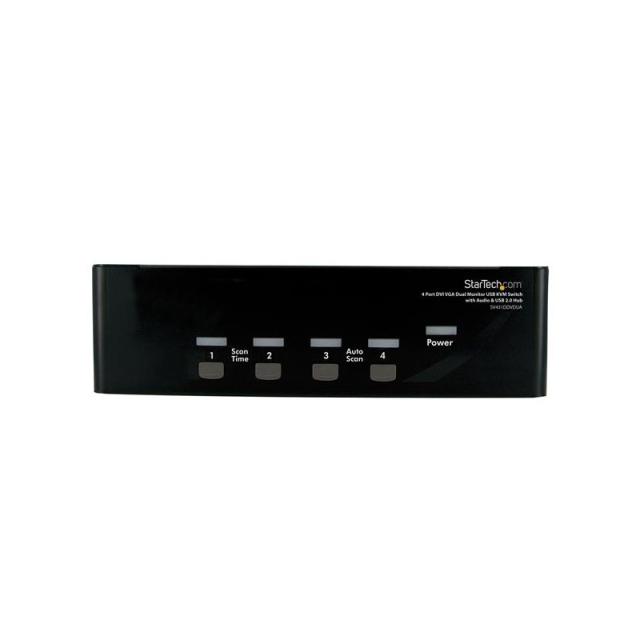 StarTech.com - Conmutador Switch KVM 4 Ordenadores 2 Monitores Dobles DVI VGA Audio Puertos USB 1920x1440