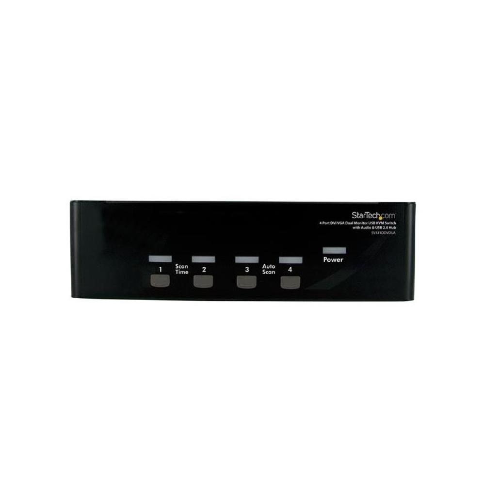 StarTech.com - Conmutador Switch KVM 4 Ordenadores 2 Monitores Dobles DVI VGA Audio Puertos USB 1920x1440