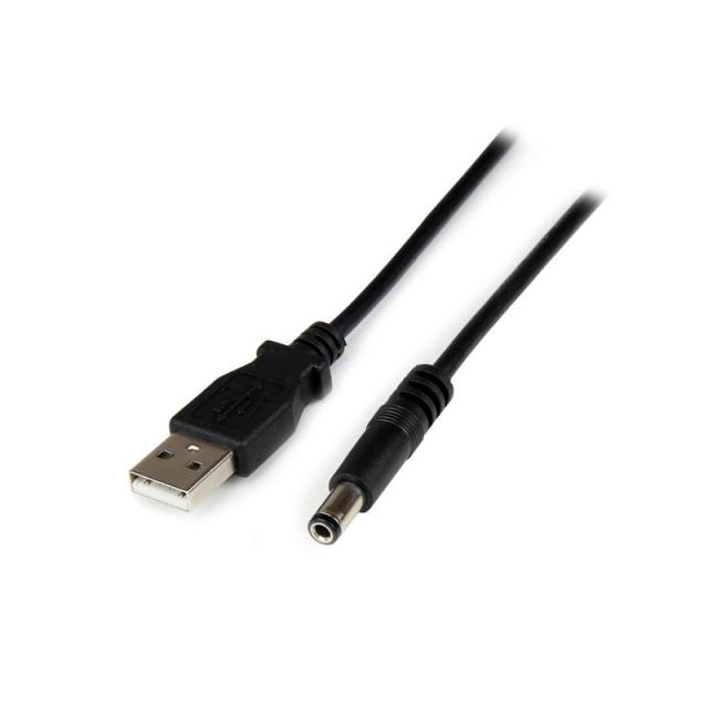 StarTech.com - Cable Adaptador 1m USB A Macho a Conector Coaxial Barrel Alimentación Corriente Tipo N 5,5mm 5V DC