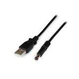StarTech.com - Cable Adaptador 1m USB A Macho a Conector Coaxial Barrel Alimentación Corriente Tipo N 5,5mm 5V DC