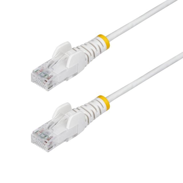 StarTech.com - Cable de Red Ethernet CAT6 Delgado sin Enganches Blanco de 2,5m - Cable RJ45 Snagless Slim 28AWG - Alambre de Cob
