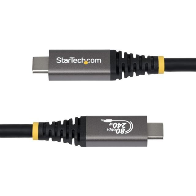 StarTech.com - Cable USB4 50cm - Cable USB-C Certificado USB-IF - 80Gbps - Cable USB Tipo C - PD de 240W - 8K120/4K240 - DP 2.1