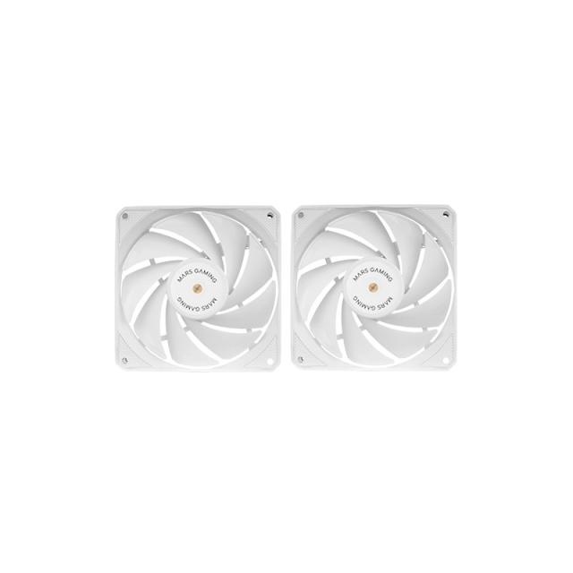 Mars Gaming - MF-NCLX2, Kit 2x Ventiladores Ultrasilenciosos 120mm, Diseño Aspas Híbridas, Ventiladores 2en1 con Roda - MFNCLX2W