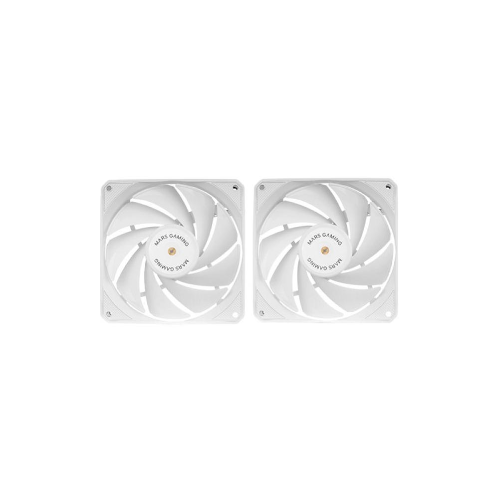 Mars Gaming - MF-NCLX2, Kit 2x Ventiladores Ultrasilenciosos 120mm, Diseño Aspas Híbridas, Ventiladores 2en1 con Roda - MFNCLX2W