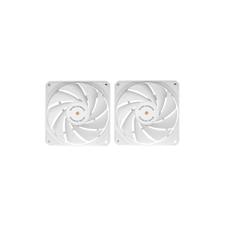 Mars Gaming - MF-NCLX2, Kit 2x Ventiladores Ultrasilenciosos 120mm, Diseño Aspas Híbridas, Ventiladores 2en1 con Roda - MFNCLX2W