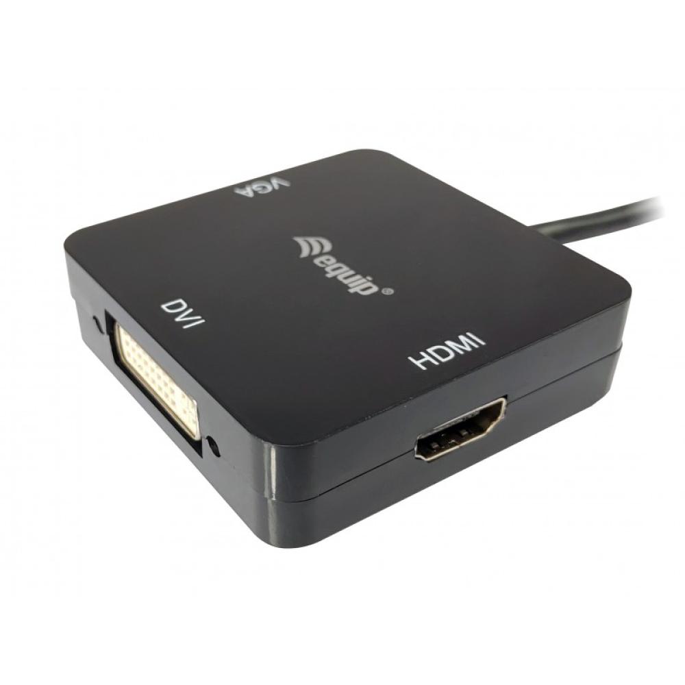 Equip - 133439 adaptador de cable de vídeo 0,15 m Mini DisplayPort DVI-D + VGA (D-Sub) + HDMI Negro