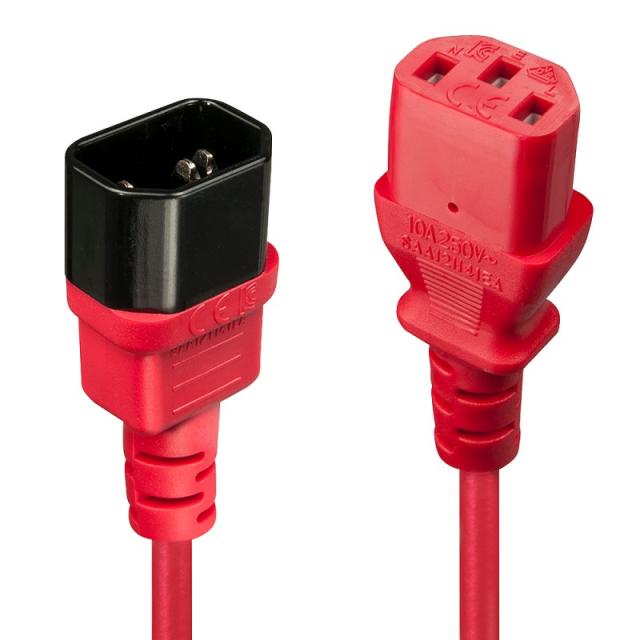 Lindy - 30477 cable de transmisión Negro, Rojo 1 m C14 acoplador C13 acoplador