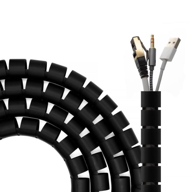 AISENS - Organizador De Cable En Espiral 25mm, Negro, 3.0 m