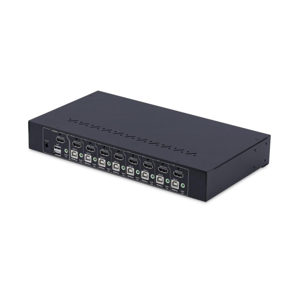 StarTech.com - Switch KVM de 8 Puertos HDMI 4K 60Hz - Conmutador KVM HDMI 2.0 con Kit de Montaje 1U para Rack - con Hub USB de 4
