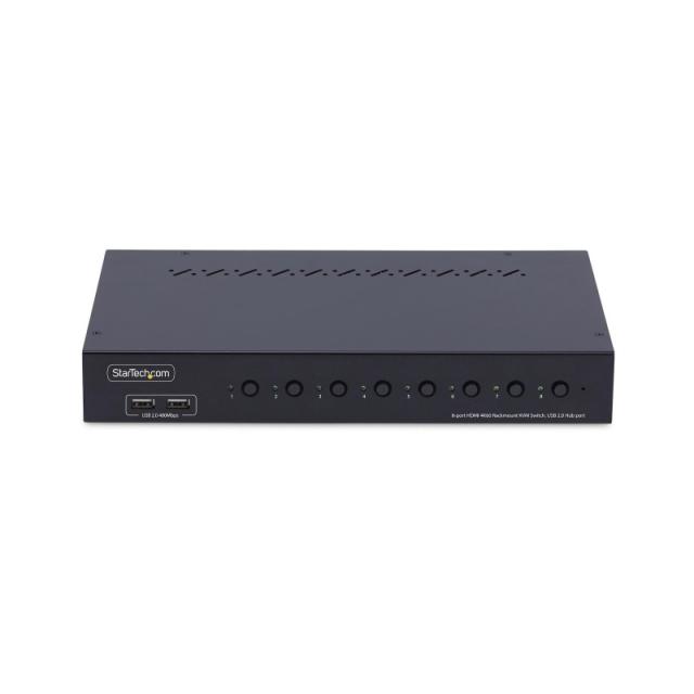 StarTech.com - Switch KVM de 8 Puertos HDMI 4K 60Hz - Conmutador KVM HDMI 2.0 con Kit de Montaje 1U para Rack - con Hub USB de 4