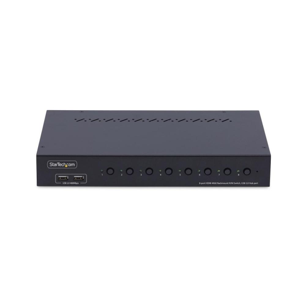 StarTech.com - Switch KVM de 8 Puertos HDMI 4K 60Hz - Conmutador KVM HDMI 2.0 con Kit de Montaje 1U para Rack - con Hub USB de 4