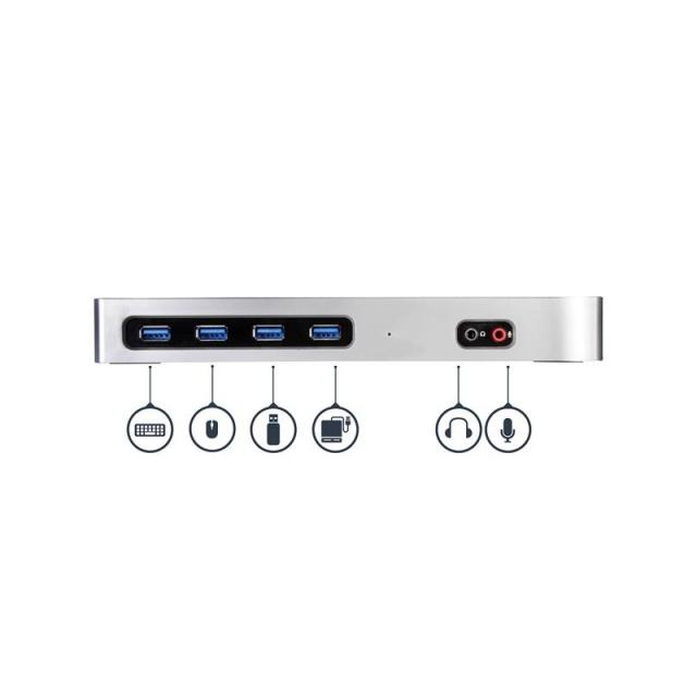 StarTech.com - Dock USB-C y USB-A - Docking Station para 2 Monitores DisplayPort y HDMI de 4K 60Hz - Replicador de Puertos USB 3