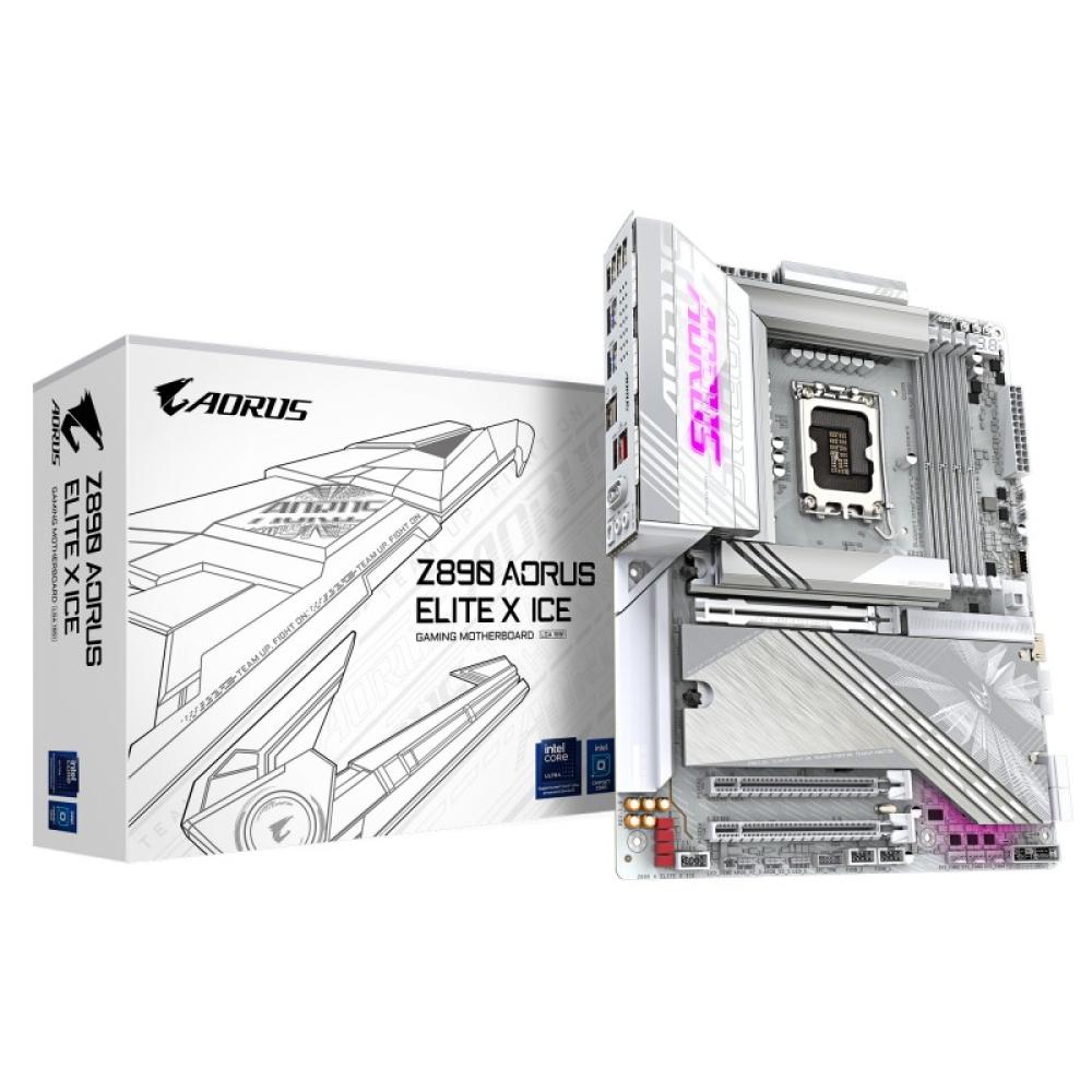 GIGABYTE - Placa base Z890 AORUS ELITE X ICE - Compatible con CPUs Intel Core Ultra (Serie 2), VRM de 16+1+2 fases, hasta 9500MH